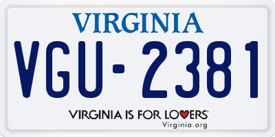 VA license plate VGU2381
