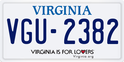 VA license plate VGU2382