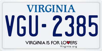 VA license plate VGU2385
