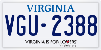 VA license plate VGU2388