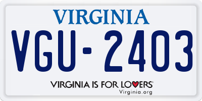 VA license plate VGU2403