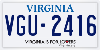 VA license plate VGU2416