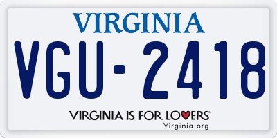 VA license plate VGU2418