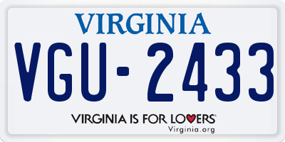 VA license plate VGU2433