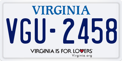 VA license plate VGU2458