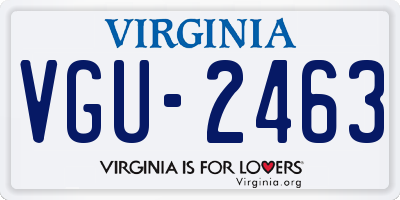 VA license plate VGU2463