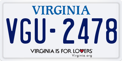 VA license plate VGU2478