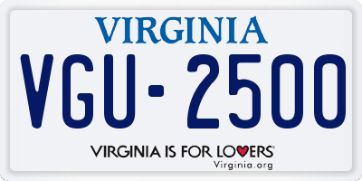 VA license plate VGU2500