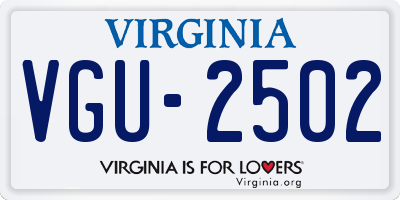 VA license plate VGU2502