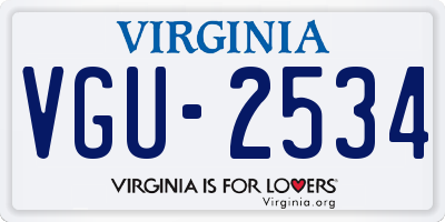 VA license plate VGU2534