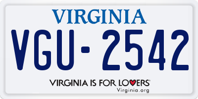 VA license plate VGU2542