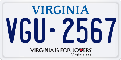 VA license plate VGU2567