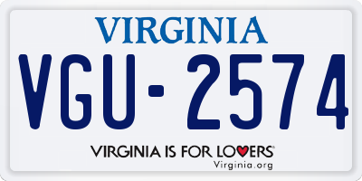 VA license plate VGU2574