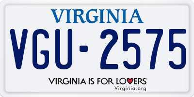 VA license plate VGU2575