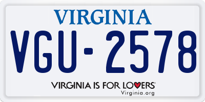 VA license plate VGU2578