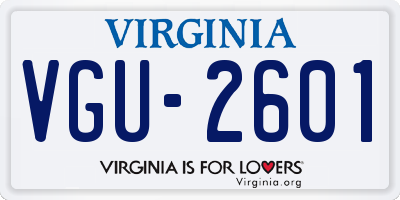 VA license plate VGU2601
