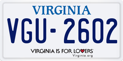 VA license plate VGU2602