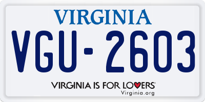 VA license plate VGU2603