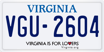 VA license plate VGU2604