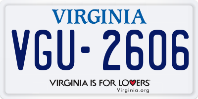 VA license plate VGU2606
