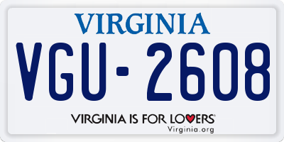 VA license plate VGU2608