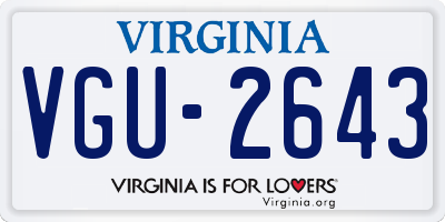 VA license plate VGU2643