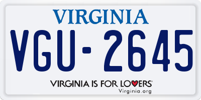VA license plate VGU2645