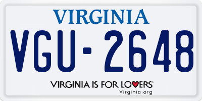 VA license plate VGU2648