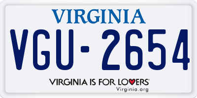 VA license plate VGU2654