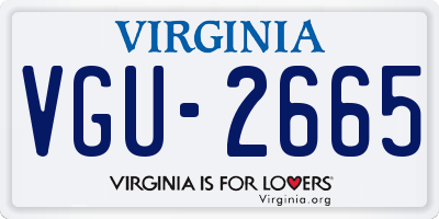 VA license plate VGU2665