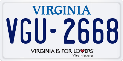 VA license plate VGU2668