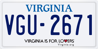 VA license plate VGU2671