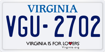 VA license plate VGU2702