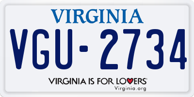 VA license plate VGU2734
