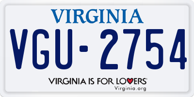 VA license plate VGU2754