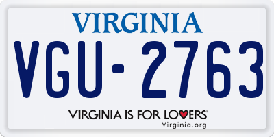 VA license plate VGU2763