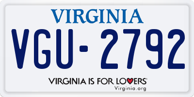 VA license plate VGU2792