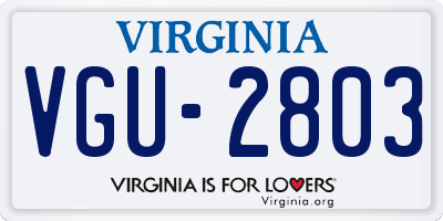 VA license plate VGU2803