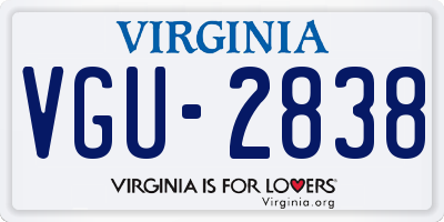 VA license plate VGU2838