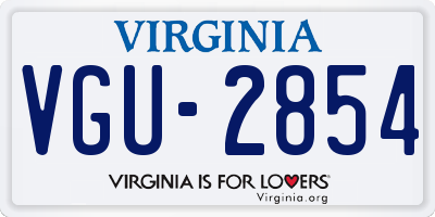 VA license plate VGU2854
