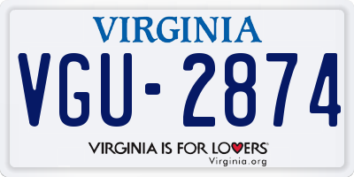 VA license plate VGU2874