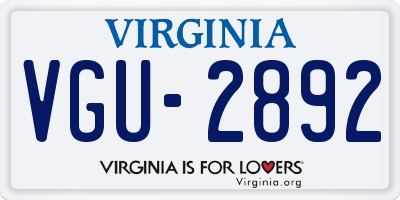 VA license plate VGU2892