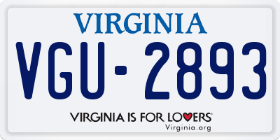 VA license plate VGU2893