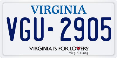 VA license plate VGU2905