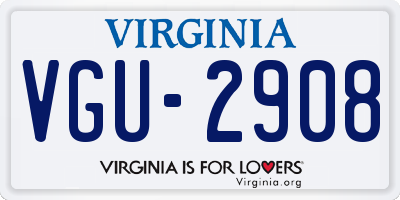 VA license plate VGU2908