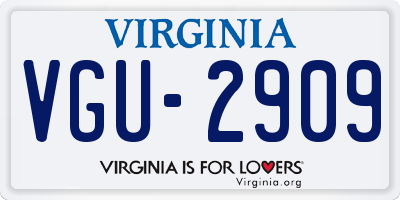 VA license plate VGU2909
