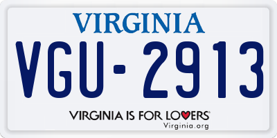 VA license plate VGU2913