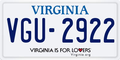 VA license plate VGU2922