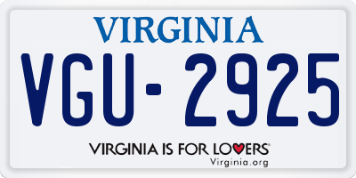 VA license plate VGU2925
