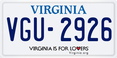 VA license plate VGU2926